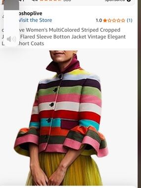Oshoplive as seen on Amazon,Multicolored Striped Cropped Jacket